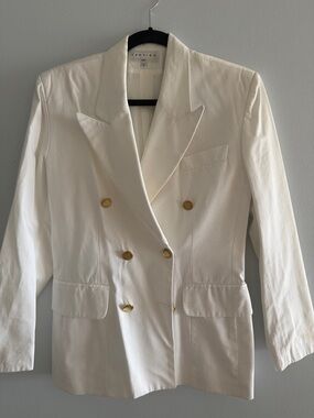Vertigo Paris Cream Double-Breasted Blazer with Gold Buttons